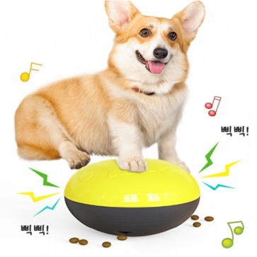 티티펫 지능향상 호빵 삑삑이 간식놀이 옐로우 강아지 사료장난감