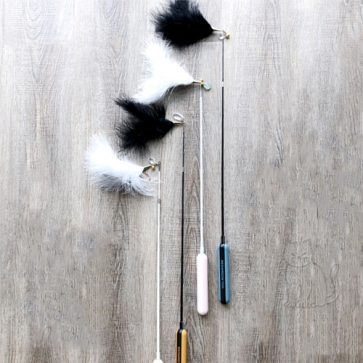 티티펫 고급형 깃털 2단 고양이낚시대 블랙/오렌지 고양이 장난감
