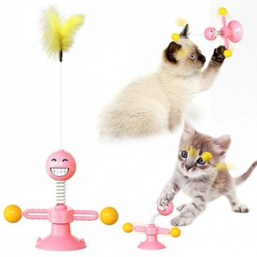 티티펫 고양이 스마일 토네이도 흡착식 장난감 핑크 고양이 장난감