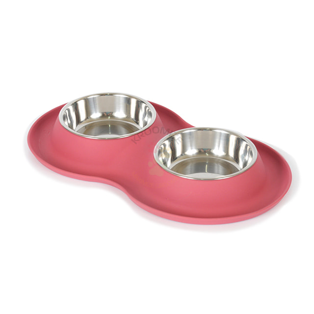 수퍼펫 실리콘 클린 더블보울 레드 2구 식기 강아지 고양이 밥그릇 물그릇